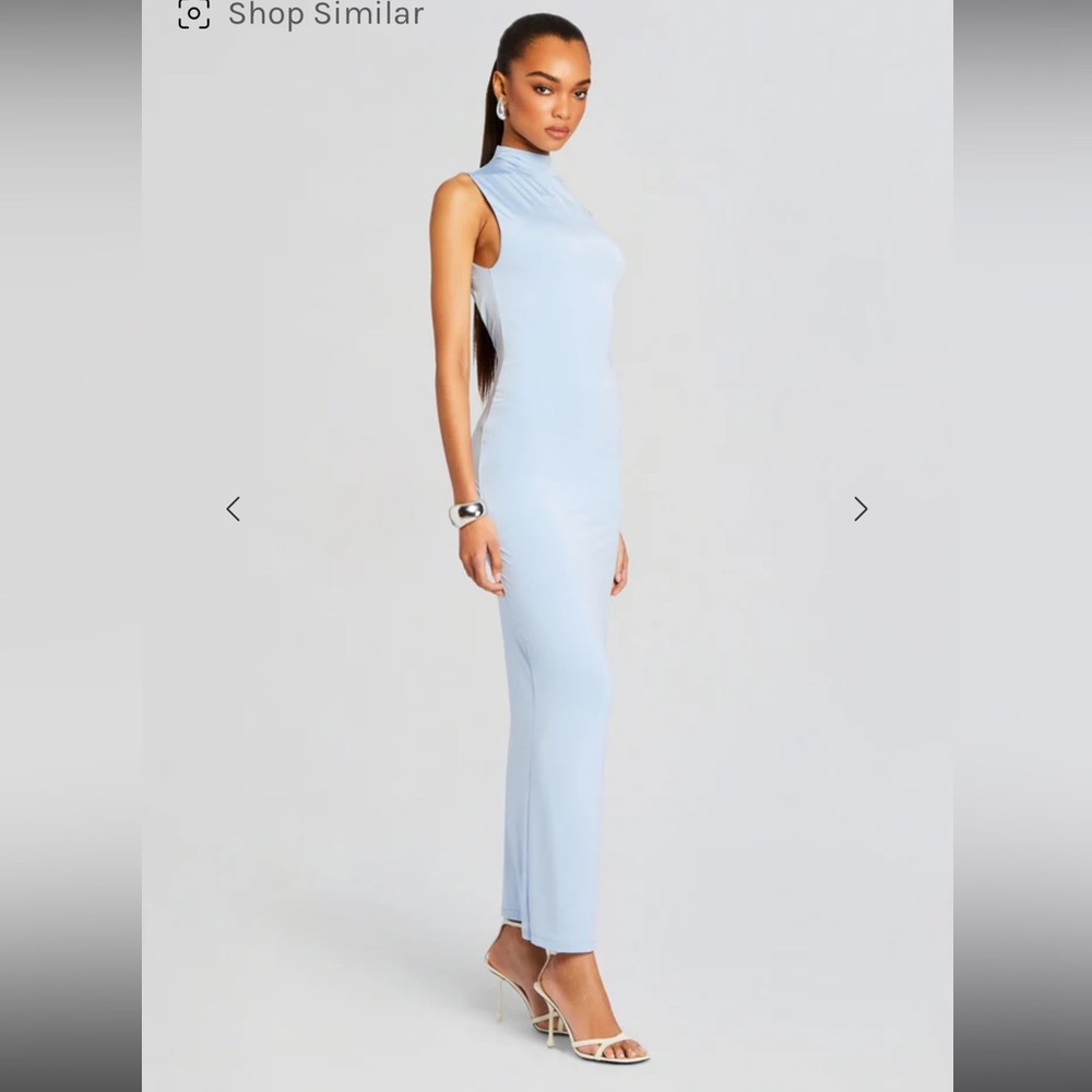 SER.O.YA Light Blue Backless High Neck Maxi Dress